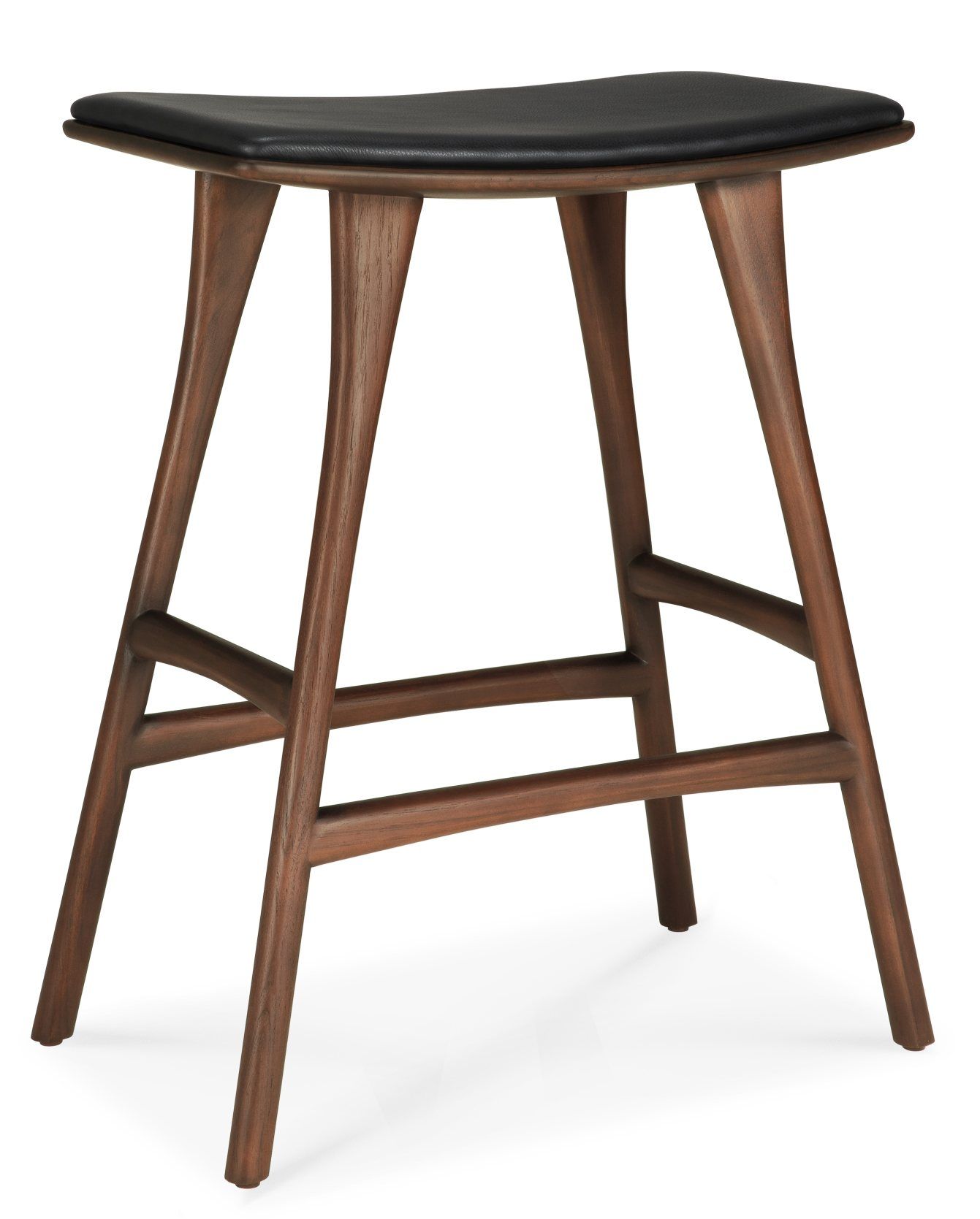 Osso Counter Stool Barhocker mit Sitzpolster Leder Schwarz Ethnicraft