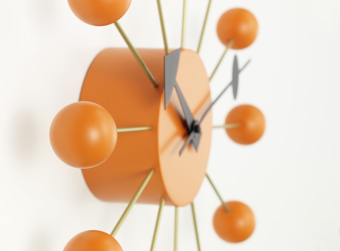 Ball Clock Wanduhr - orange Vitra
