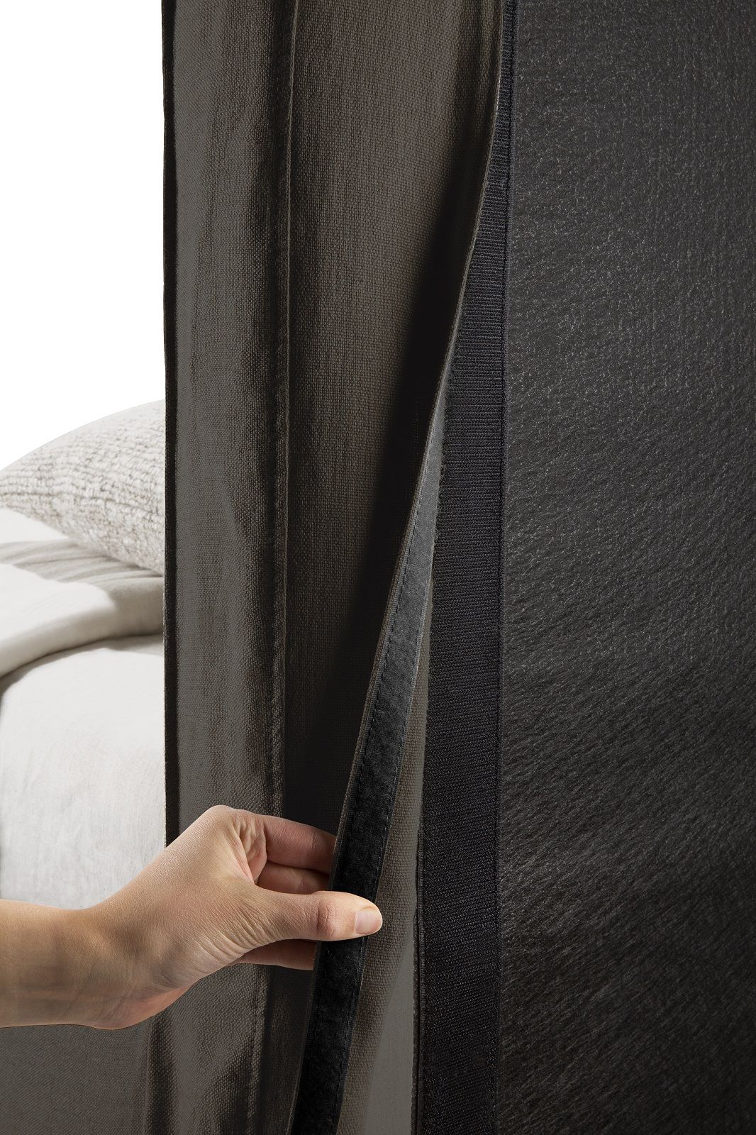 Revive Bett abnehmbarer Bezug B 98 x T 214 cm Ethnicraft Grey Leinen