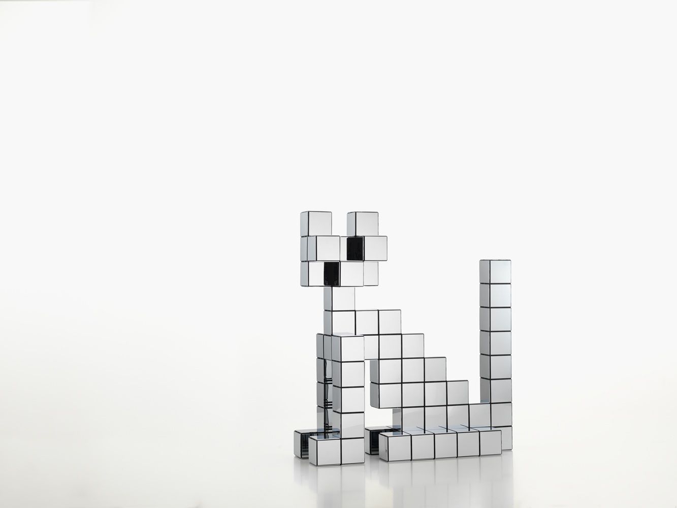 Panton Cubes Cat Chrom Skulptur / Tierfigur Vitra