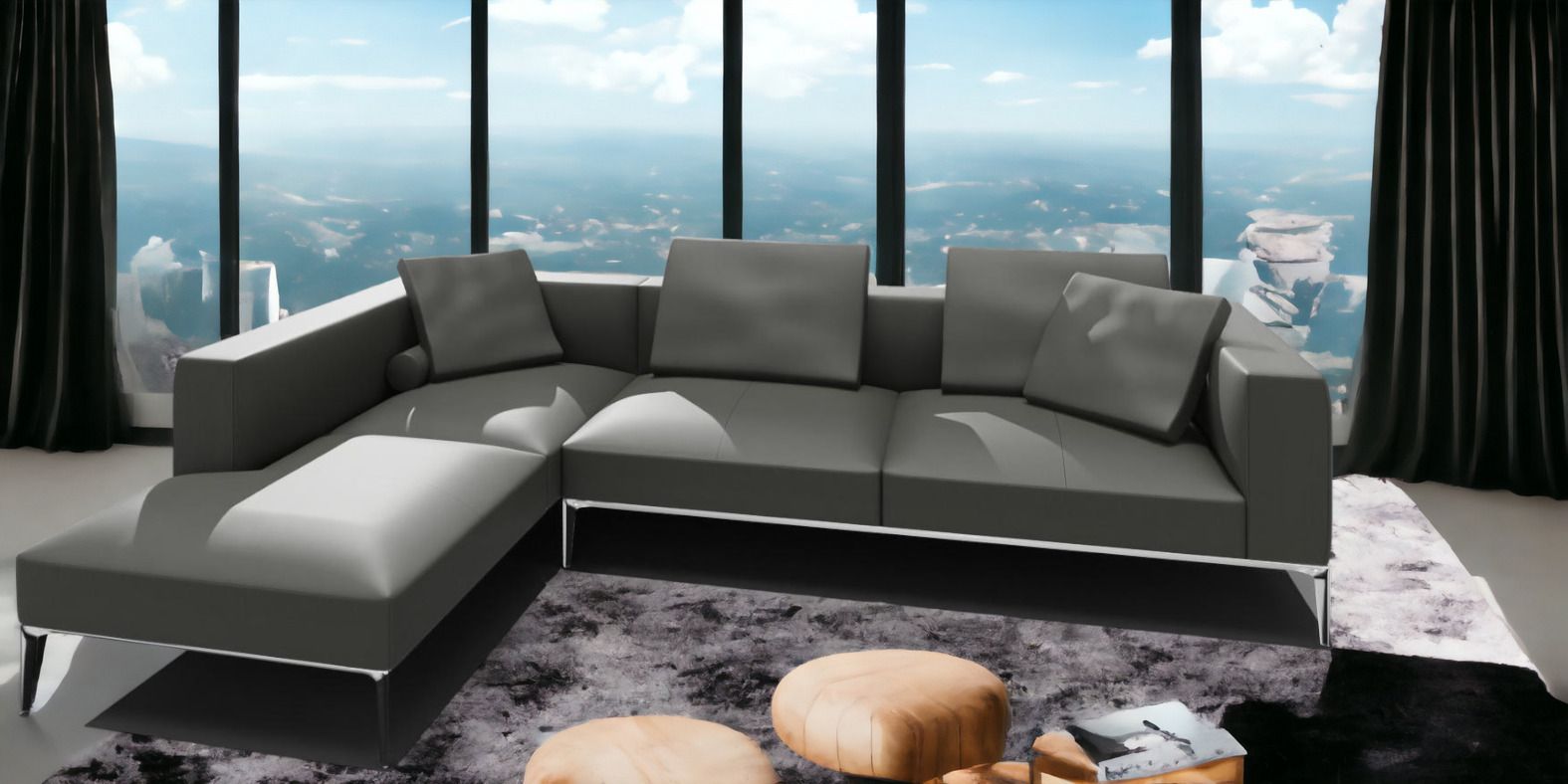 Jaan Living 3 Sitzer Sofa mit 2 Rückenkissen, 2 Komfortkissen & 2 Komfortrollen Kombi Q21 Walter Knoll 