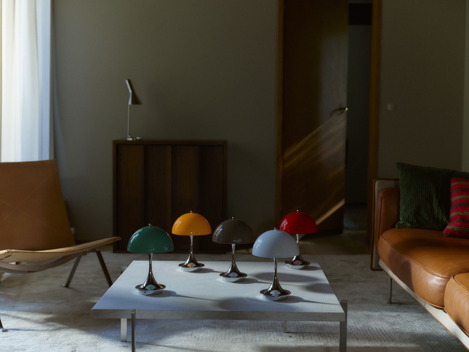 Panthella 160 Portable Lamp Chrom Tischleuchte / Akkuleuchte Louis Poulsen