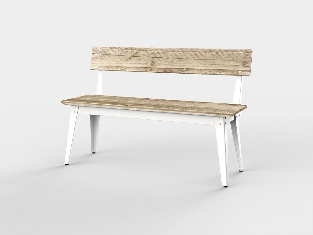 6Grad Outdoorbank mit Rückenlehne 185 cm Jan Cray Weiß Bauholz roh