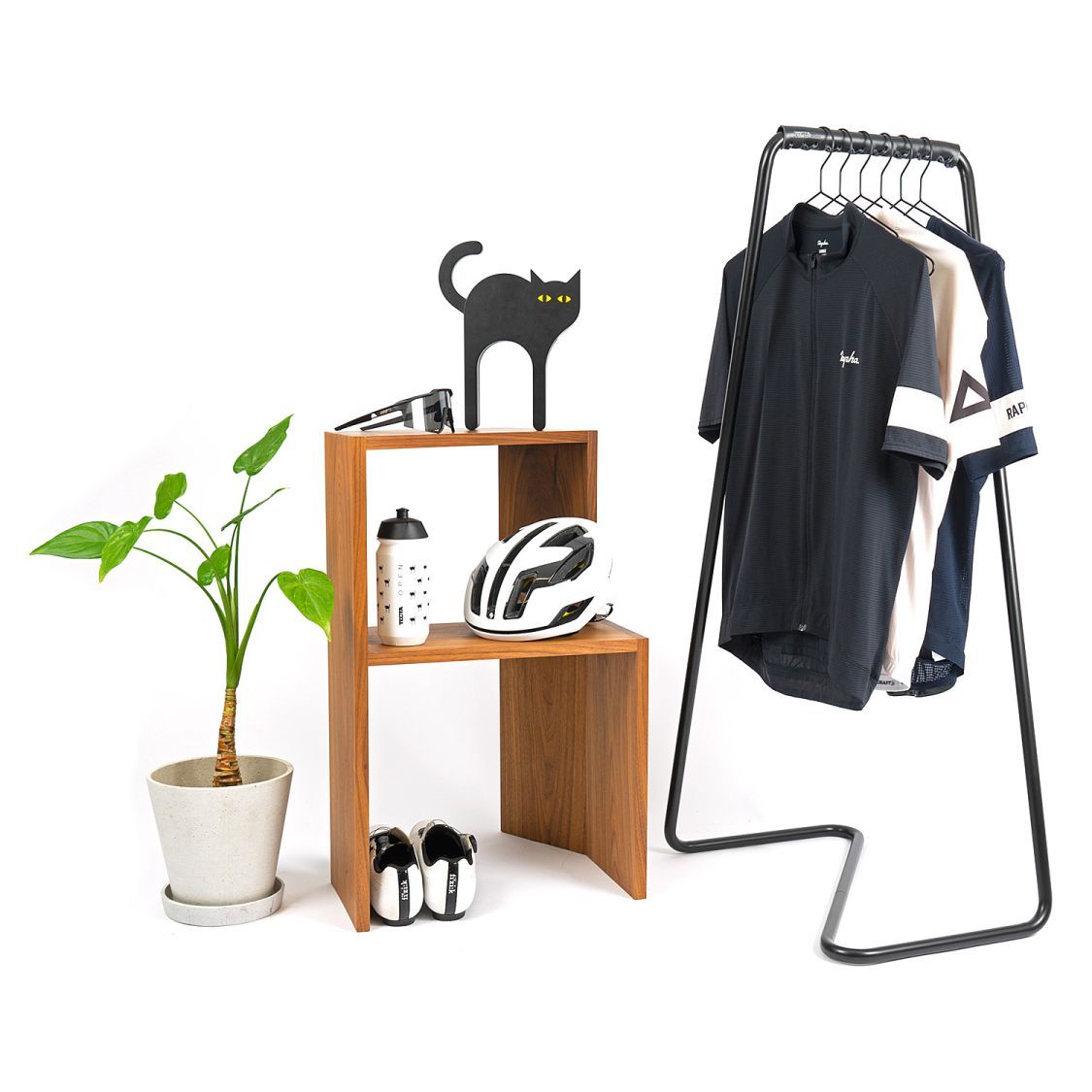 Z10 Fahrrad- und Garderobenständer verchromt mit Manschette in Cognac Tecta