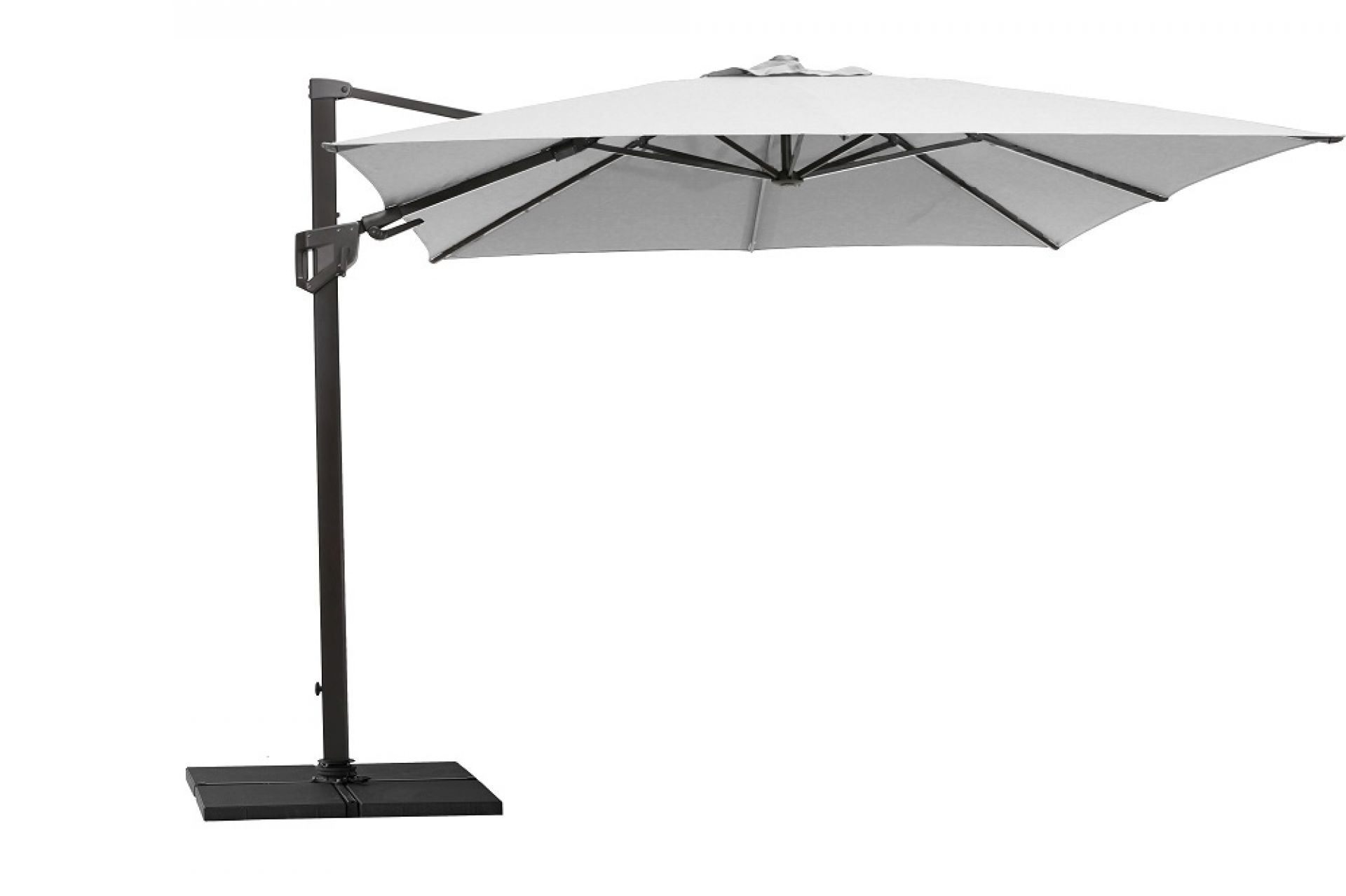 Hyde Luxe Tilt Parasol Sonnenschirm Weiß Inklusiv Fuß Cane-Line