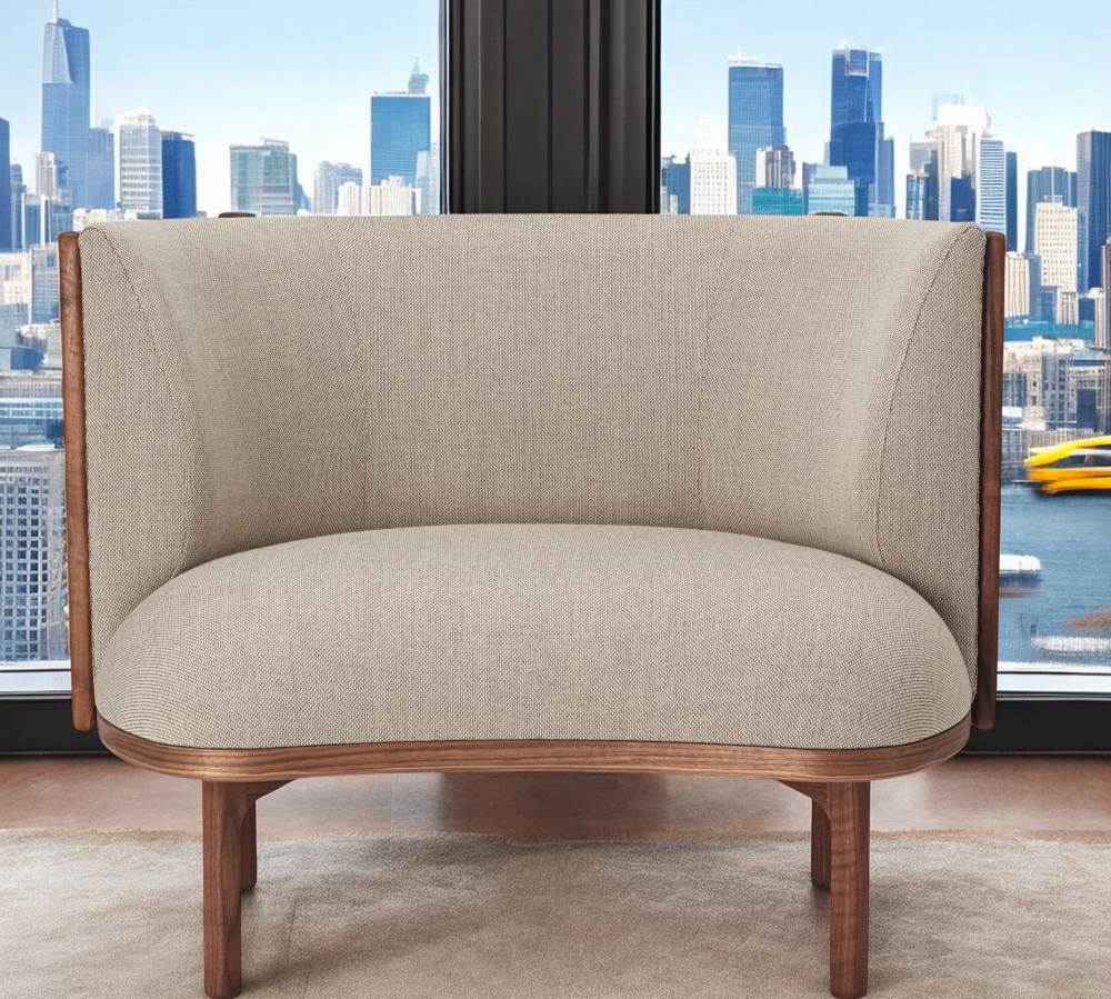 RF1904 Sideways Lounge Chair Sessel von Carl Hansen & Søn, Nussbaum geölt, Re-Wool Bezug.