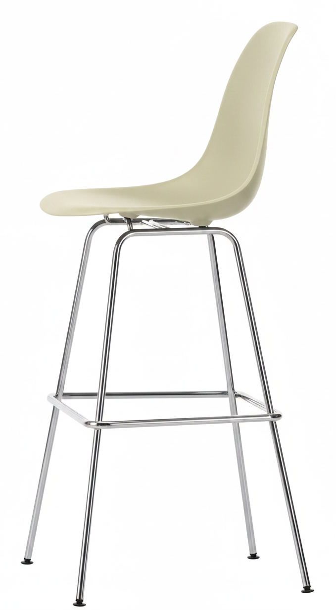 Eames Plastic Bar Stool Barhocker High KIESELSTEIN / GNLANZCHROM Vitra EINZELSTÜCK