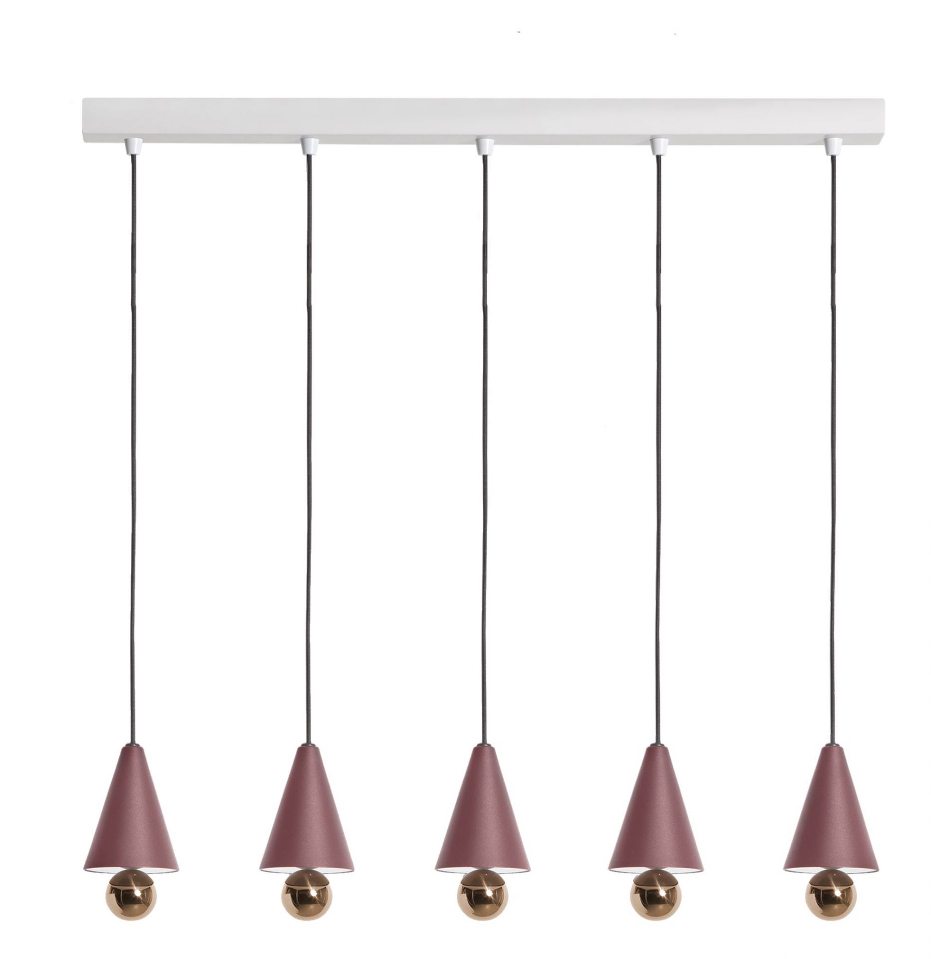 Cherry Pendelleuchte 5-er Set in Braunrot: Moderne, lineare Hängeleuchte für stilvolle Innenräume.