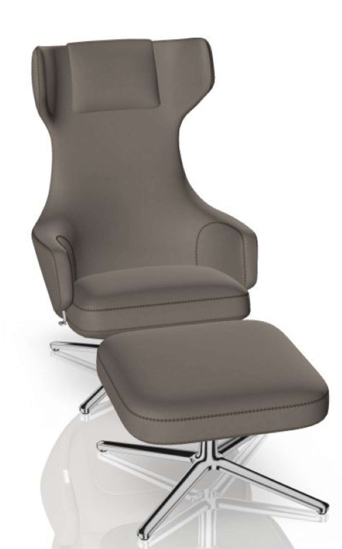 Grand Repos Sessel  + Ottoman Vitra Poliert  Cosy Fossil