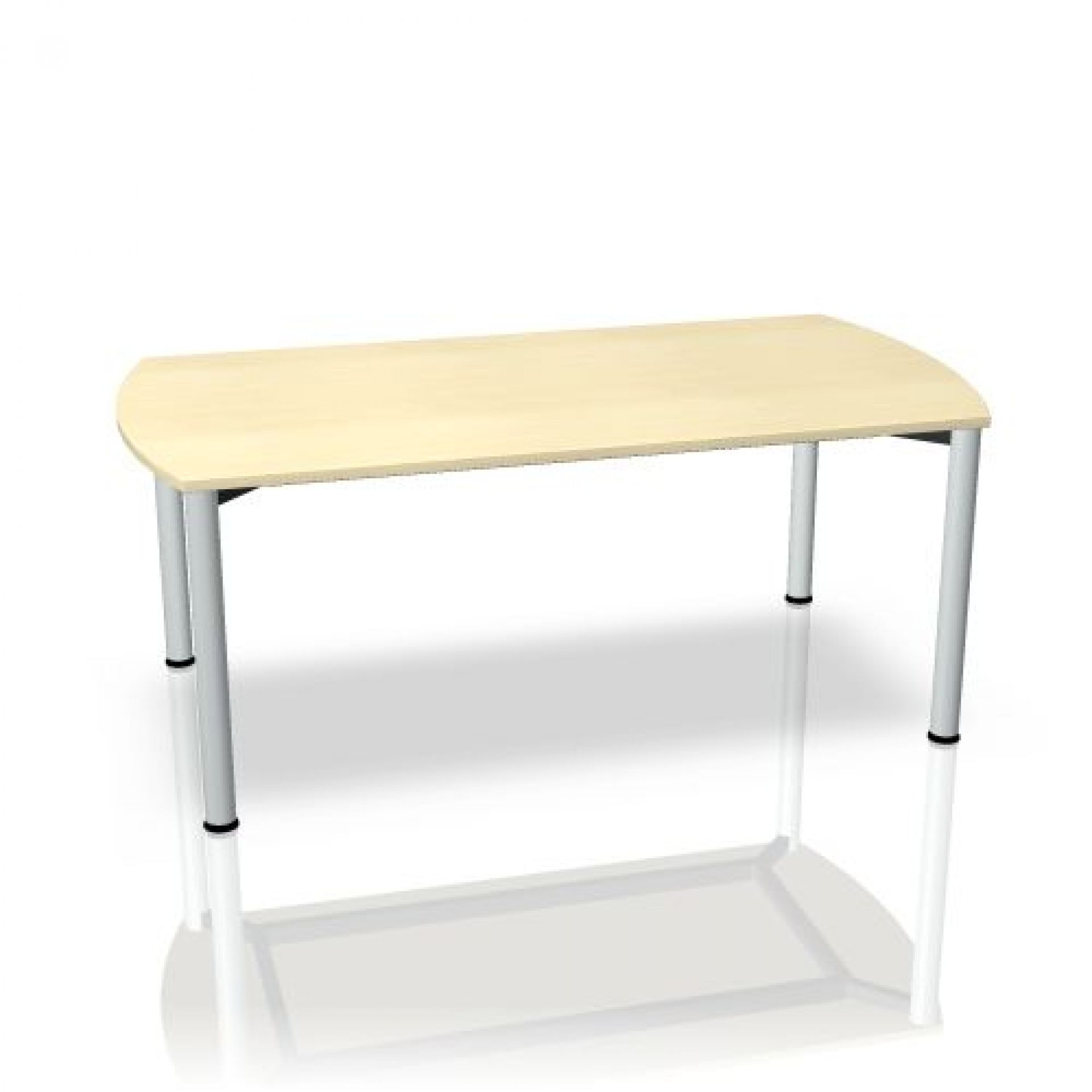 Systo Tec Konferenztisch von Palmberg, 177x90 cm, mit heller Tischplatte und silbernen Tischbeinen. Büromöbel für Konferenzräume.