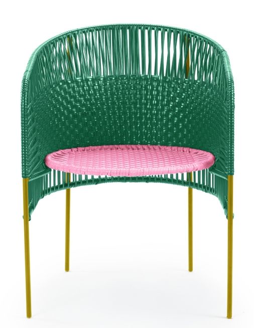 Caribe Dining Chair Stuhl Outdoor ames Smaragdgrün / Kaugummirosa / Currygelb