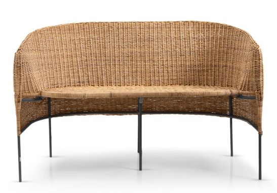 Caribe Natural 2 Sitzer Bank Outdoor ames Rohes Naturmaterial / Schwarz