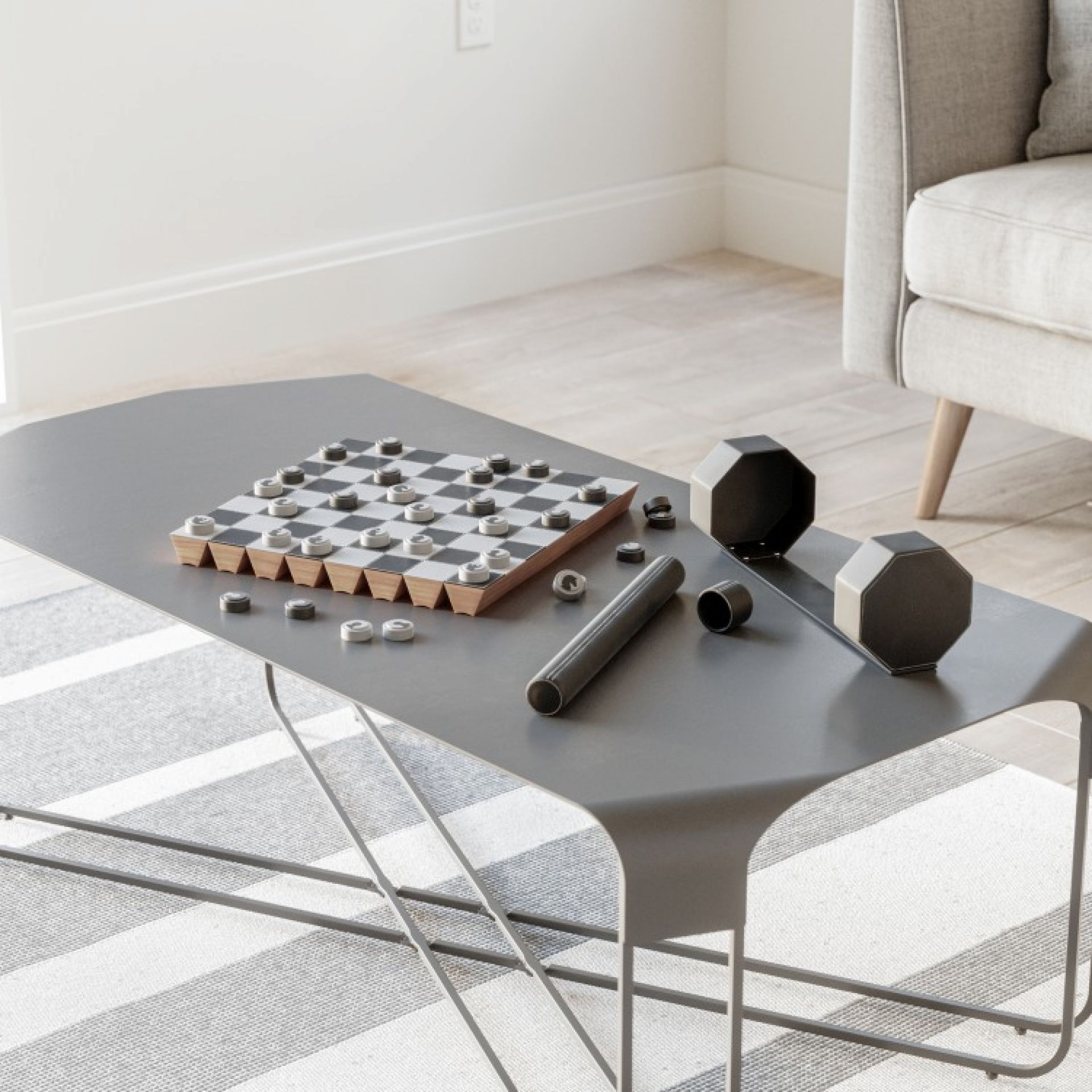 Rolz Chess / Checkers Ser Mobiles Schach- und Dame Set Umbra EINZELSTÜCK
