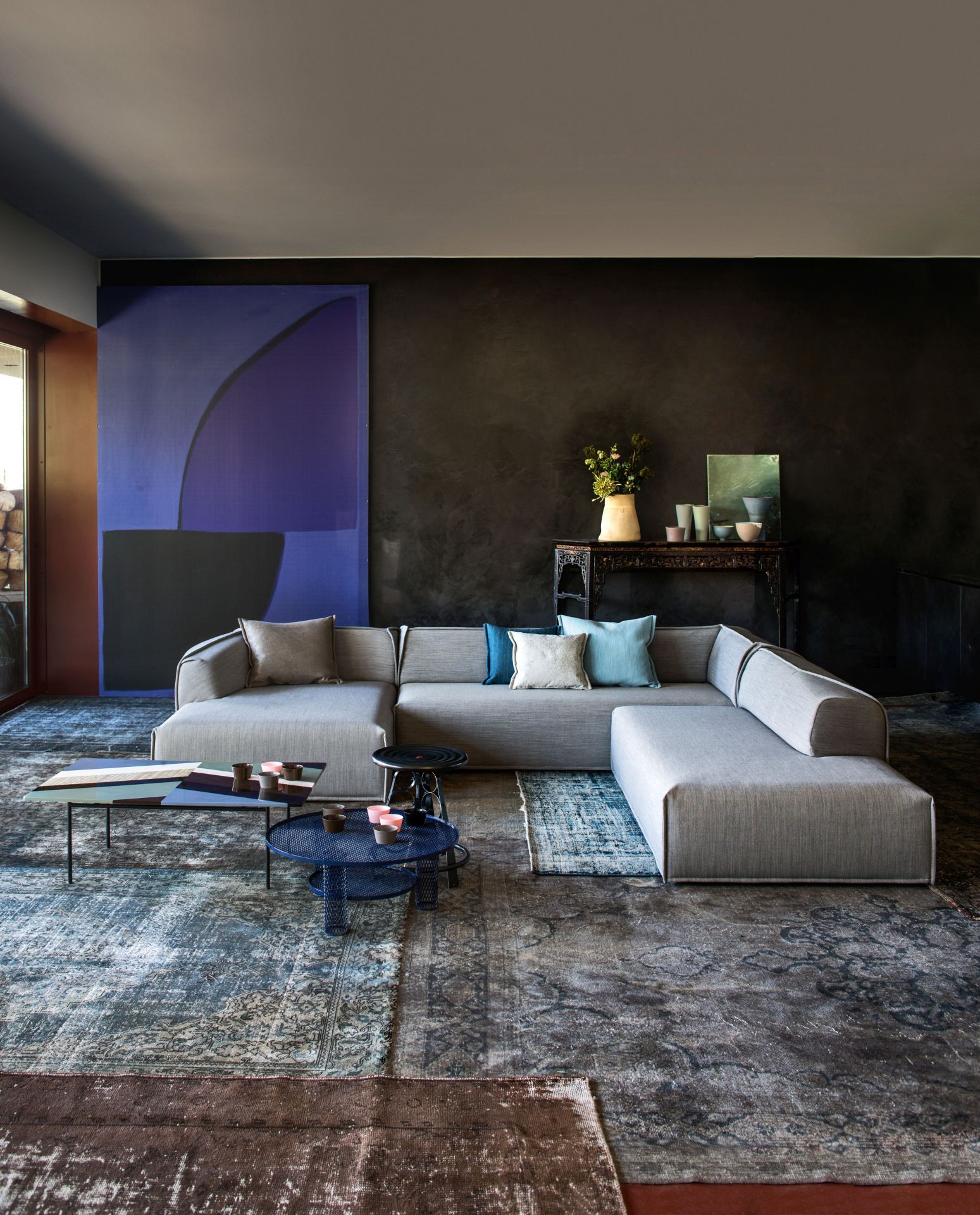 Fishbone Tisch 108x68x40 blau Moroso