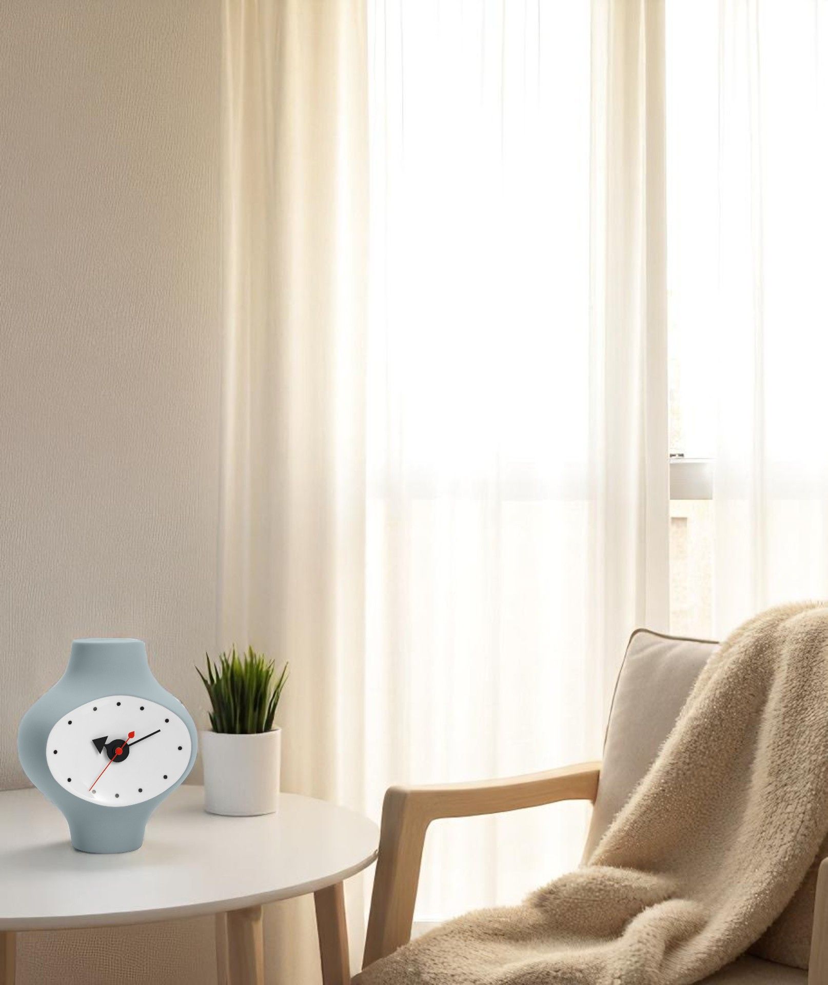 Desk Ceramic Clock Tischuhr Hellgrau-blau Vitra EINZELSTÜCK