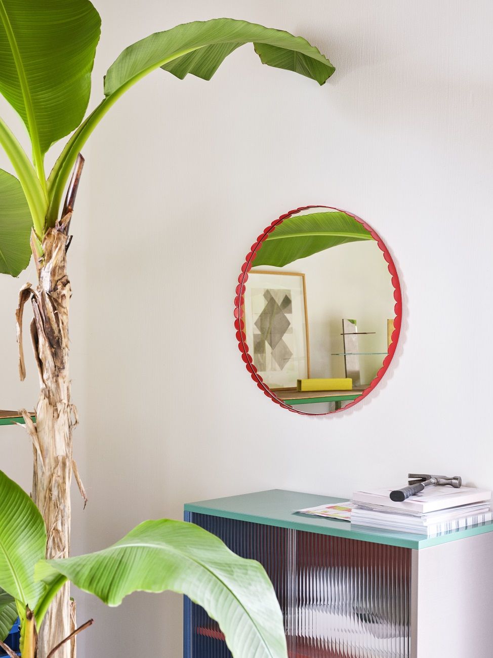 Arcs Mirror Round Red Spiegel Rund Hay