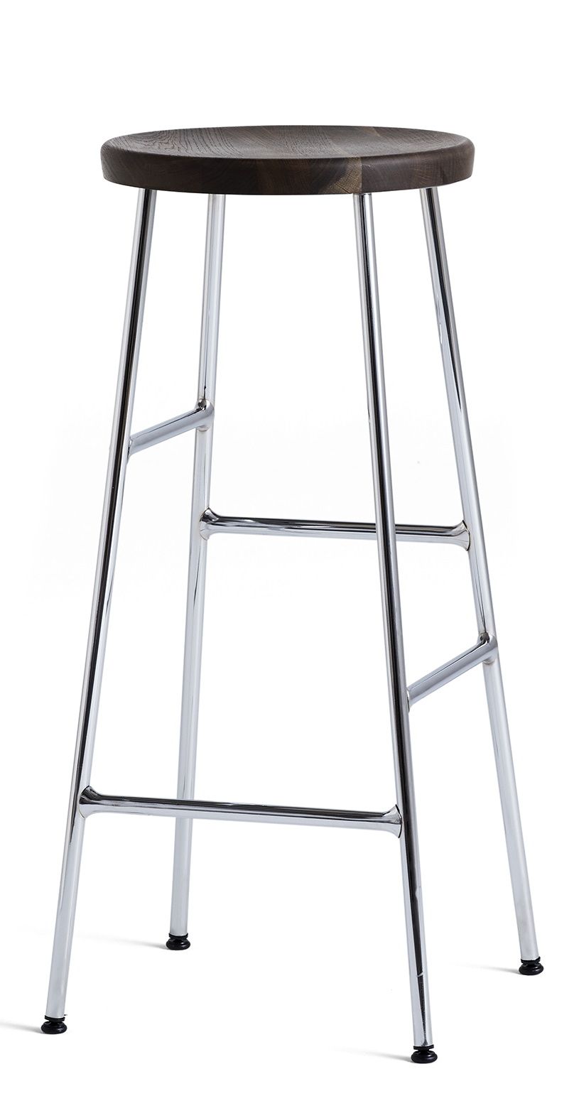 Cornet Bar Stool High Barhocker H 75 cm Hay Verchromter Stahl / Eiche geräuchert geölt