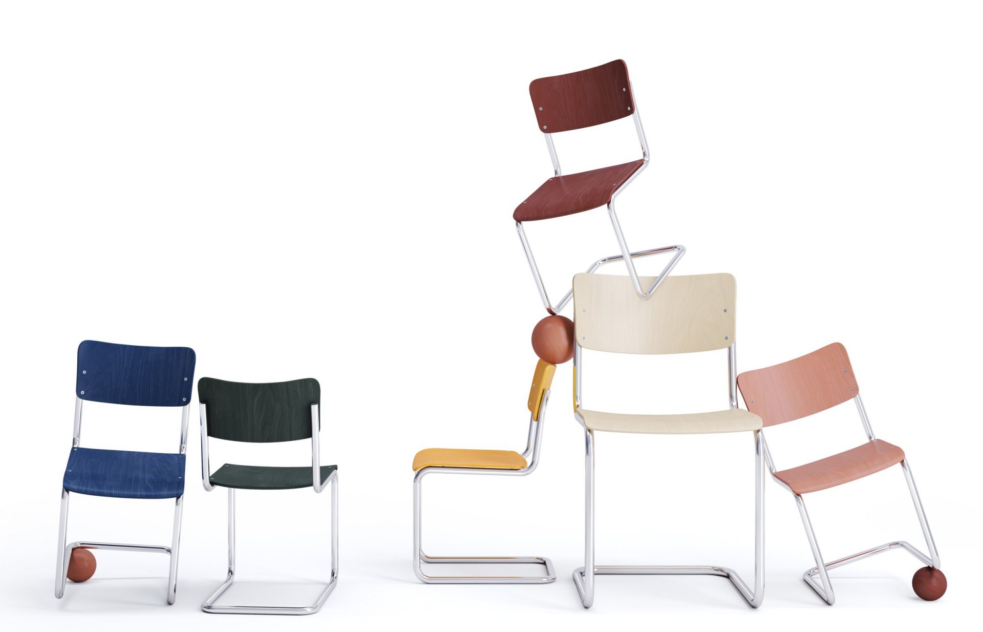 S 43 K Kinderstuhl Freischwinger Thonet  Bernsteingelb
