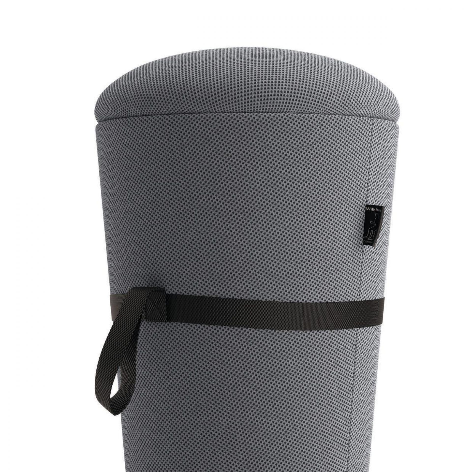 Stand-Up Sitzhocker Wilkhahn Grau Grauer Wilkhahn Sitzhocker für Steharbeitsplätze, ergonomischer Stehhocker mit Tragegurt für Büro und Homeoffice.