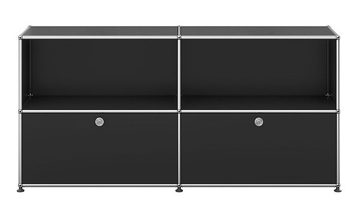 USM Haller Sideboard 2 Schubladen / 2 offen Graphitschwarz - FAST DELIVERY