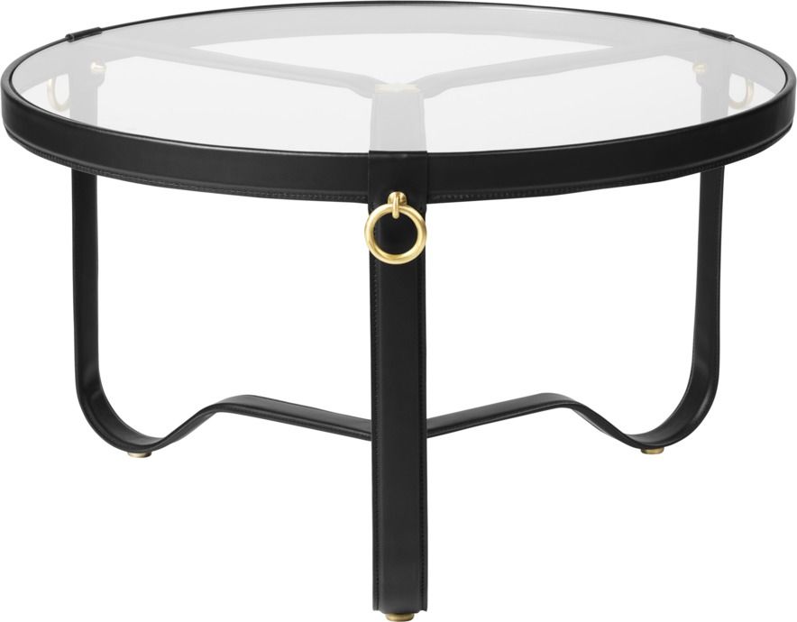 Adnet Coffee Table Couchtisch Schwarzes Leder Gubi