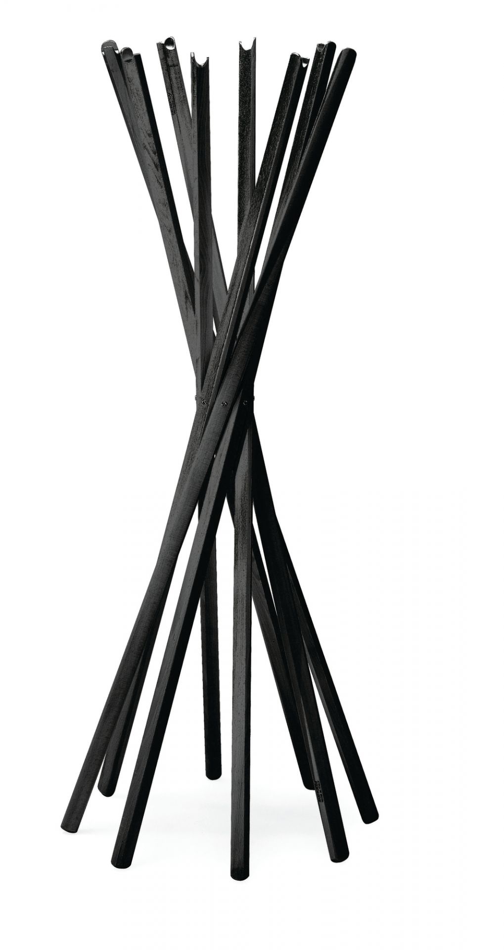 Sciangai Kleiderständer von Zanotta, aus grau lackiertem Eschenholz, modernes Design für Garderobe und Flur.