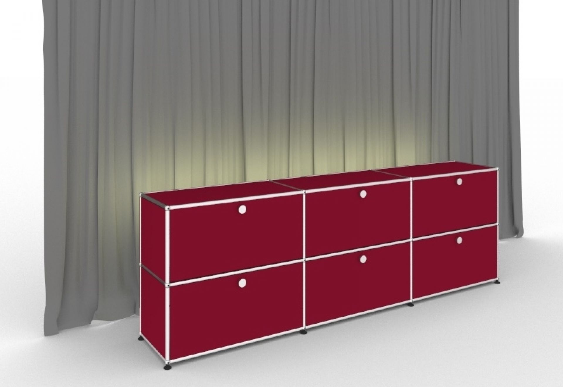 E Sideboard beleuchtet mit 6 Klapptüren rubinrot USM Haller