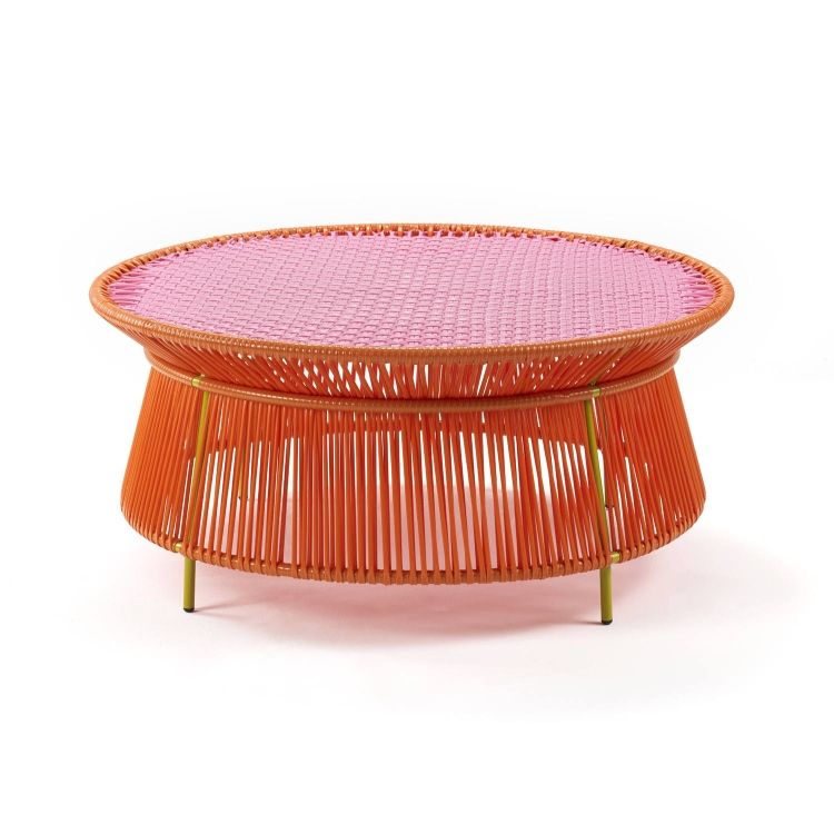 Caribe Low Side Table Beistelltisch niedrig Outdoor ames Orange / Kaugummirosa / Currygelb