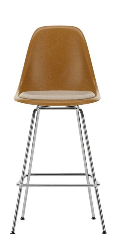 Eames Fiberglass Bar Stool Medium Barhocker mit Sitzpolster Vitra