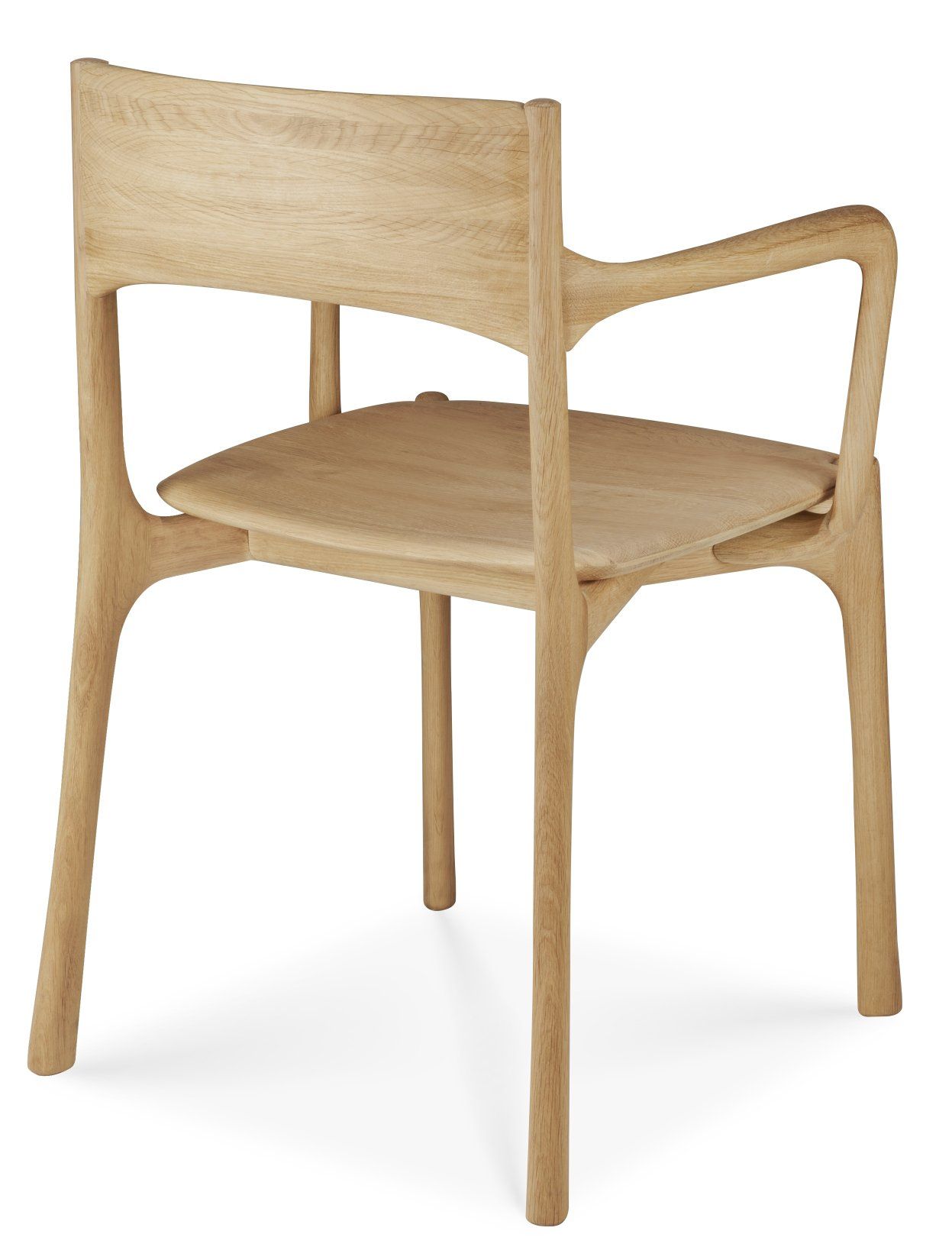 PI Dining Chair von Ethnicraft: Holzstuhl mit Armlehne, modernes Design für Esszimmer und Wohnbereich.