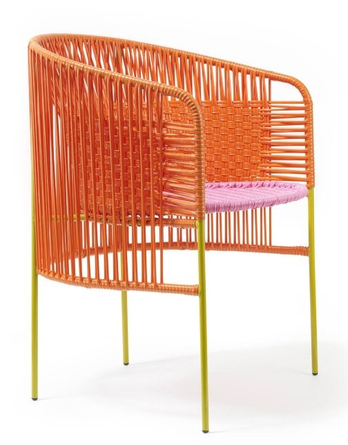Caribe Dining Chair Stuhl Outdoor ames Orange / Kaugummirosa / Currygelb