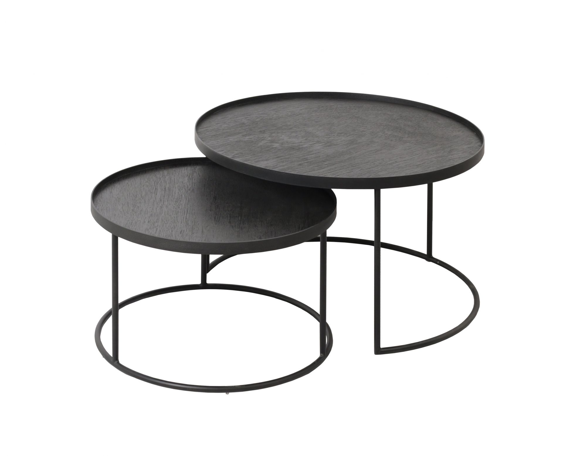 Couchtisch 2-er Set Schwarz Rund S/L Ethnicraft