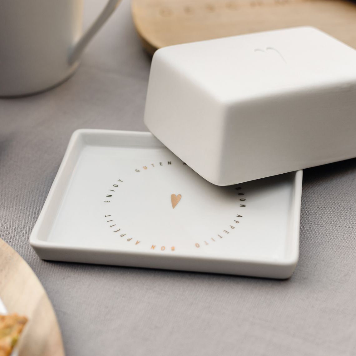 Guten Appetit Herz Butterdose klein Räder 