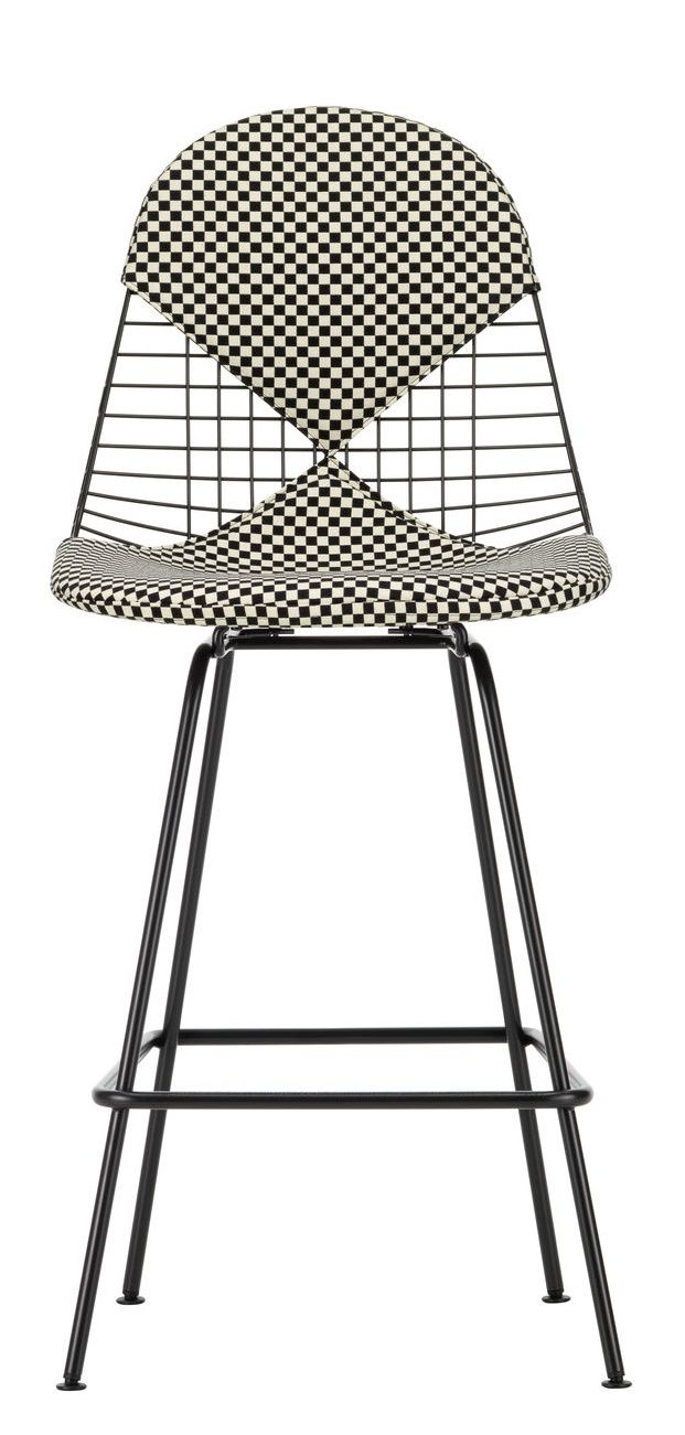 Eames Wire Bar Stool Barhocker Medium mit Sitz- und Rückenpolster Vitra