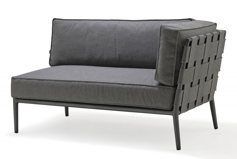 Conic Outdoor 2-Sitzer Modulsofa links grau Cane-Line