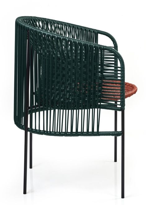 Caribe Chic Dining Chair Stuhl Outdoor ames Moosgrün / Kupfer / Schwarz