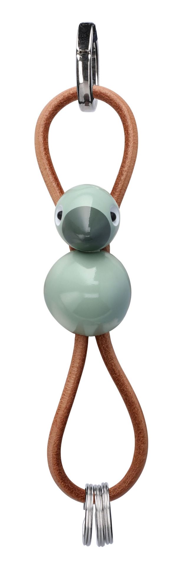 Vogel Grün Schlüsselanhänger silberfarbenes Metall mit Naturleder Kay Bojesen