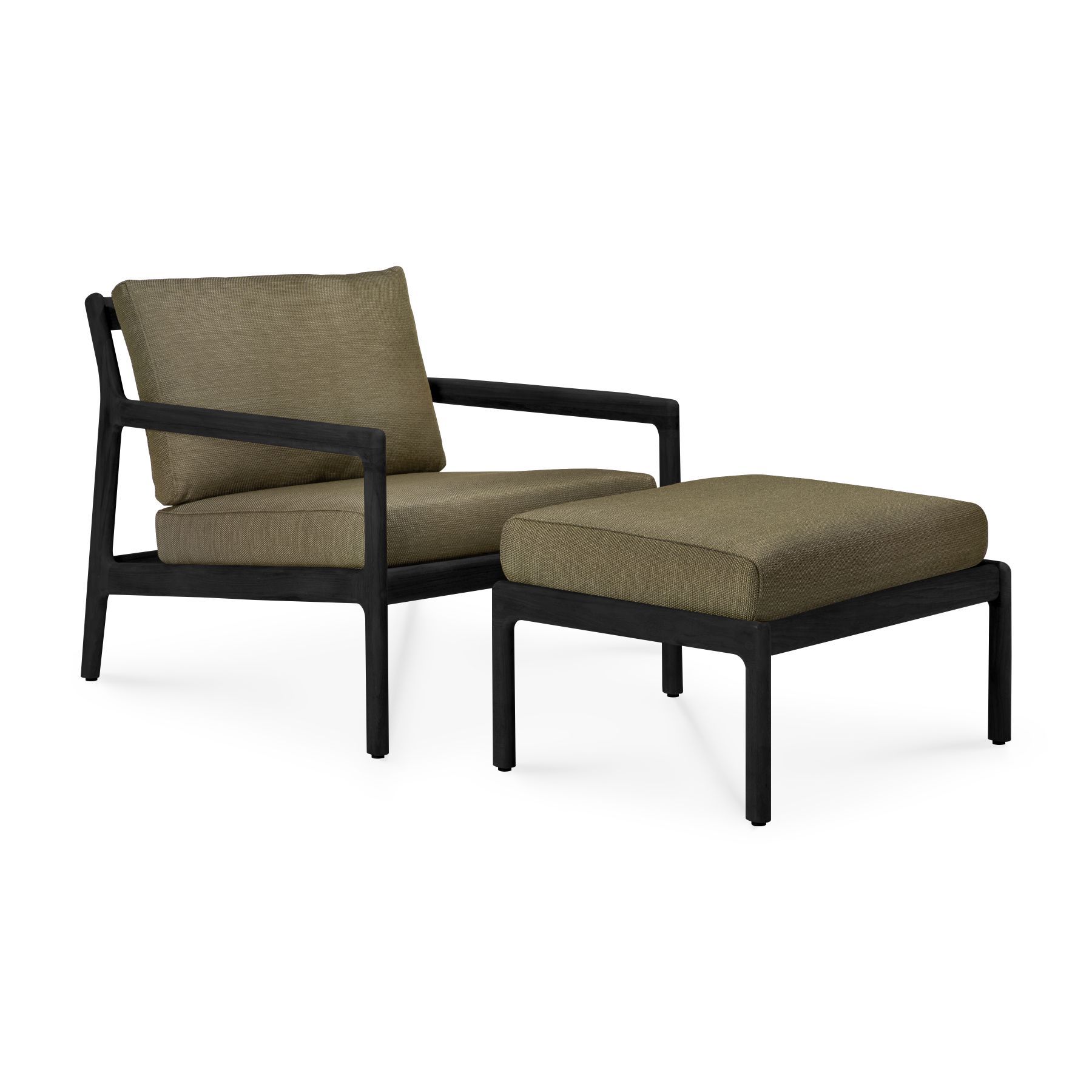 Jack Outdoor Loungesessel Teak Schwarz lackiert grüner Stoff Ethnicraft