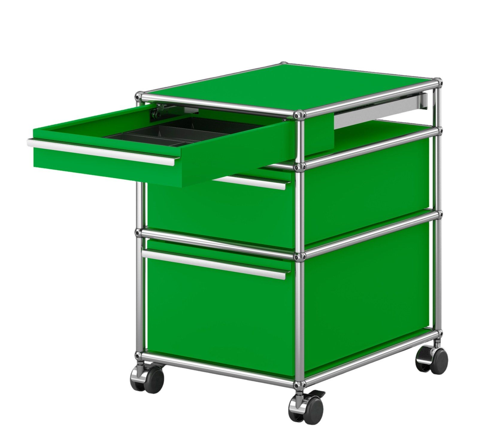 USM Haller Rollcontainer mit 3 Schubladen Grün