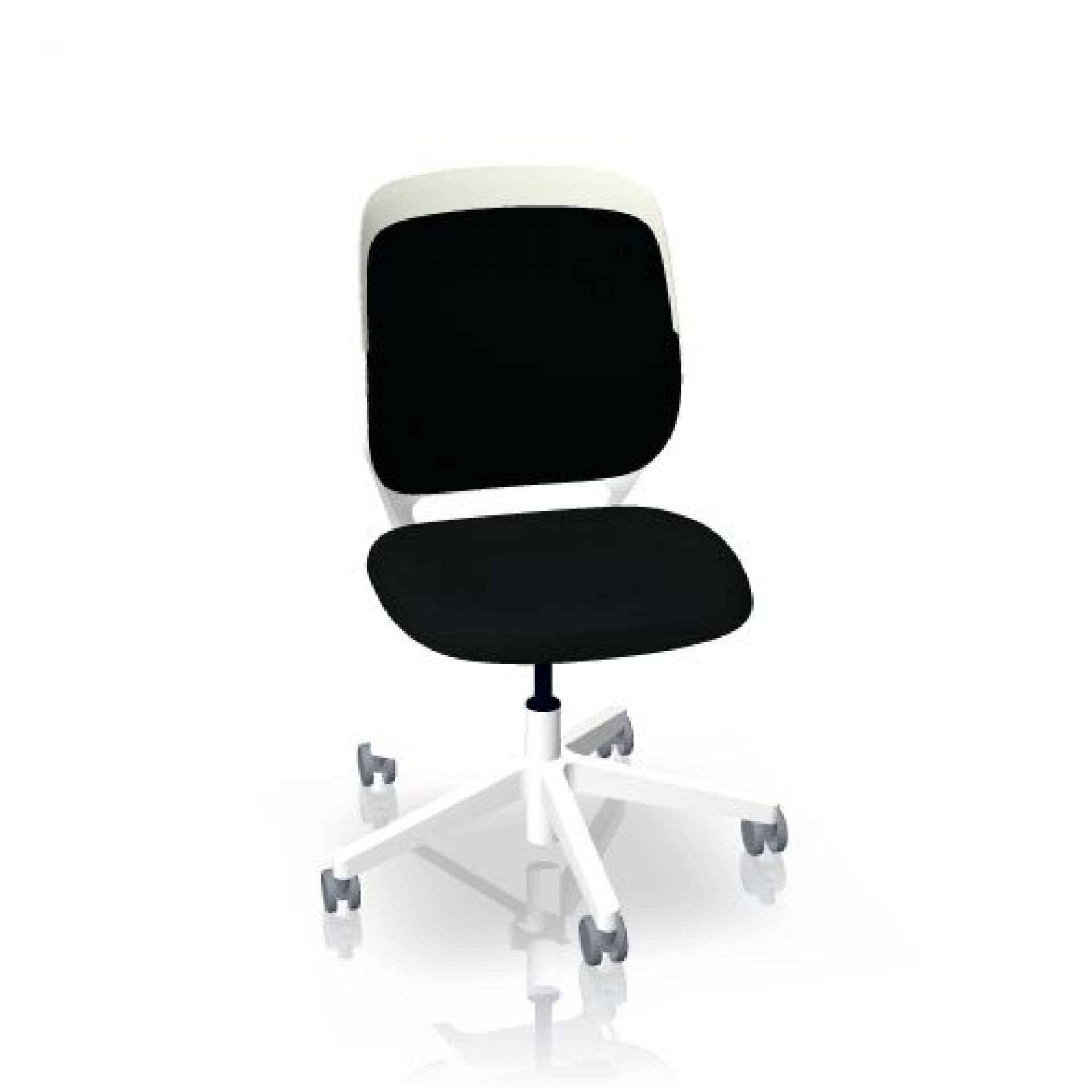 Weißer cobi Konferenzstuhl von Steelcase mit schwarzer Sitzfläche und Rückenlehne, ideal für Büros.