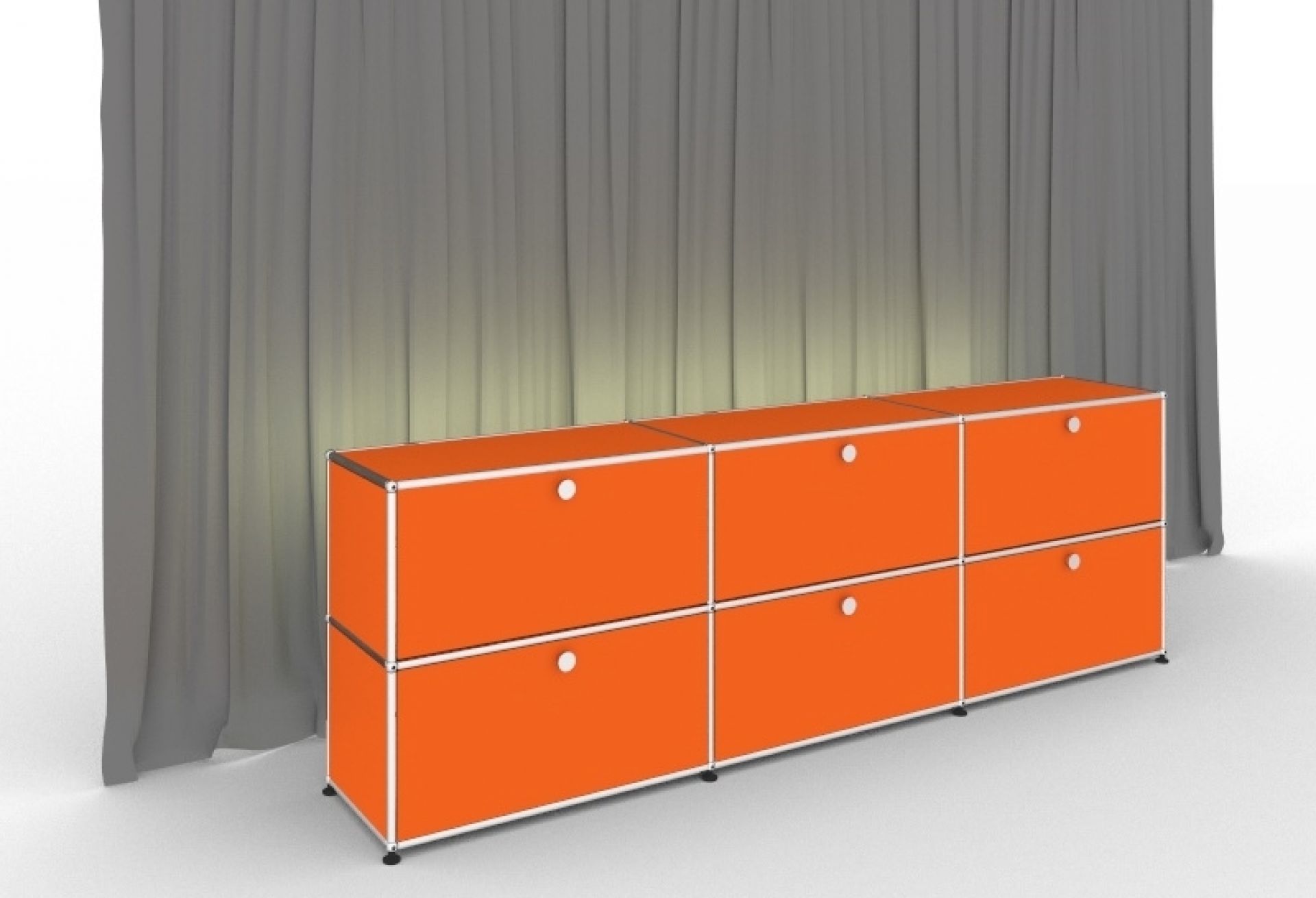 E Sideboard beleuchtet mit 6 Klapptüren reinorange USM Haller
