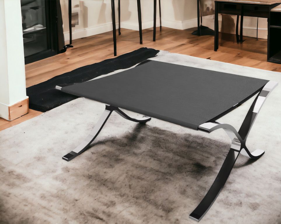 Barcelona Hocker / Hocker Relax mit schwarzem Rindsleder Knoll International 
