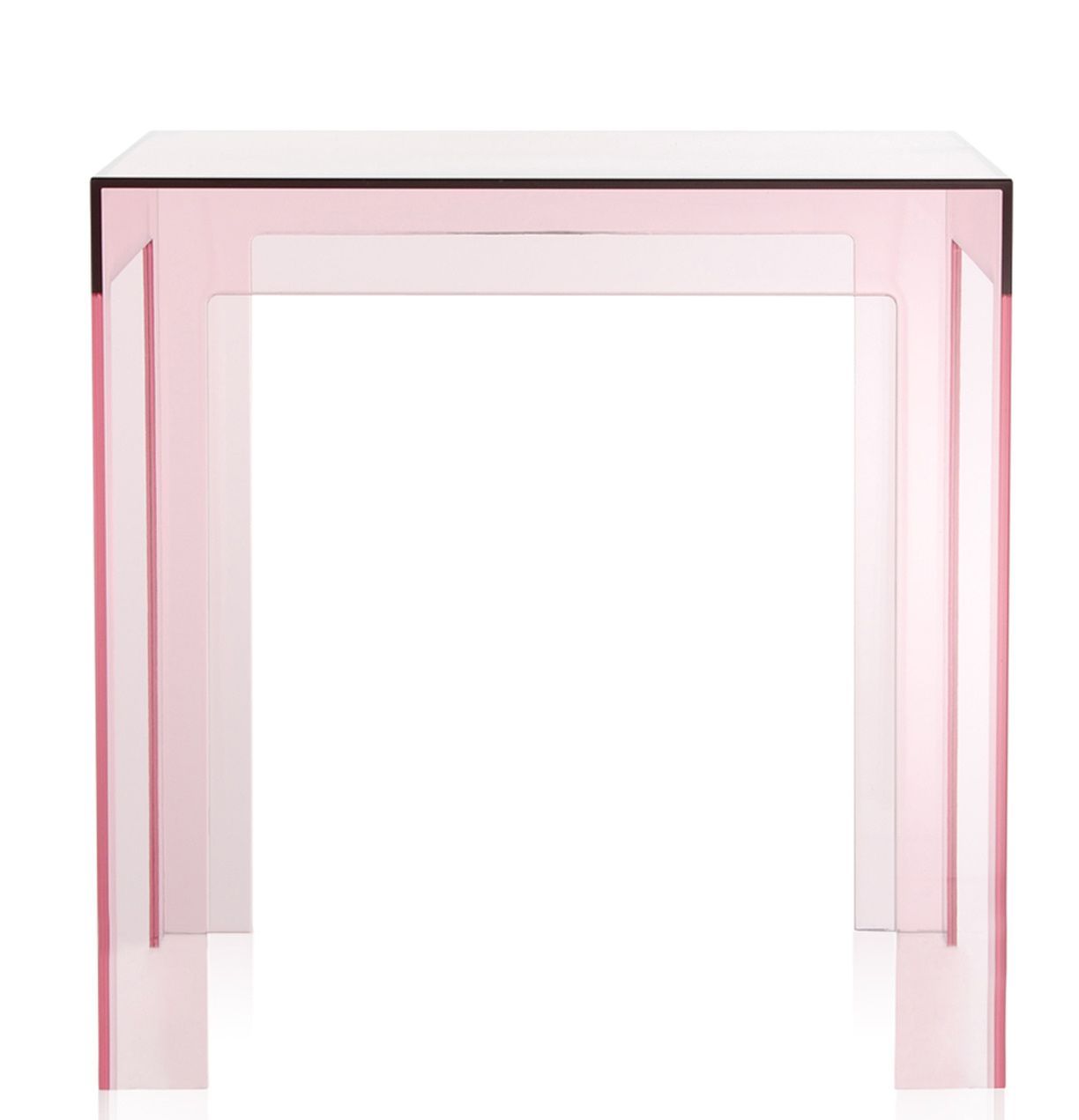 Rosa Jolly Beistelltisch von Kartell, moderner Kunststofftisch für Wohnzimmer und Schlafzimmer.