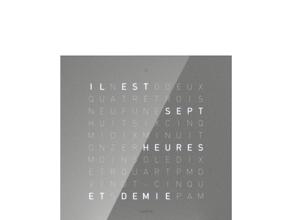 Frontcover für Earth 13.5 Tischuhr / Zeitobjekt Französisch QLOCKTWO
