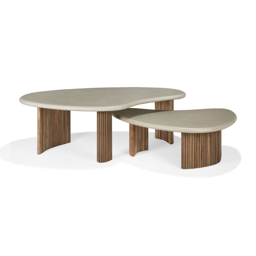 Boomerang Outdoor Couchtisch Beton/Teak Ethnicraft