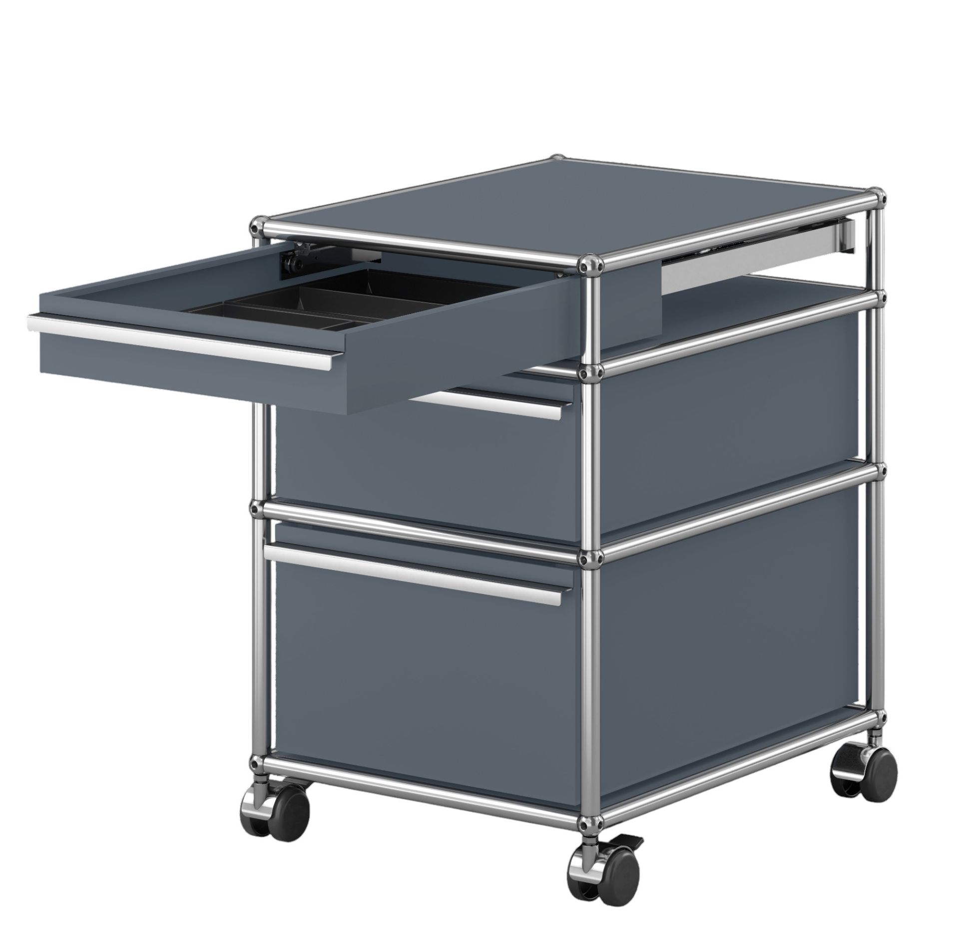 USM Haller Rollcontainer mit 3 Schubladen Mittelgrau