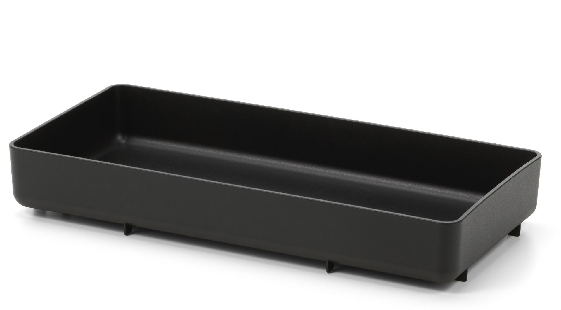 Dunkelgraues Chap Tray Tablett von Vitra, rechteckig und minimalistisch, für Büro und Zuhause.