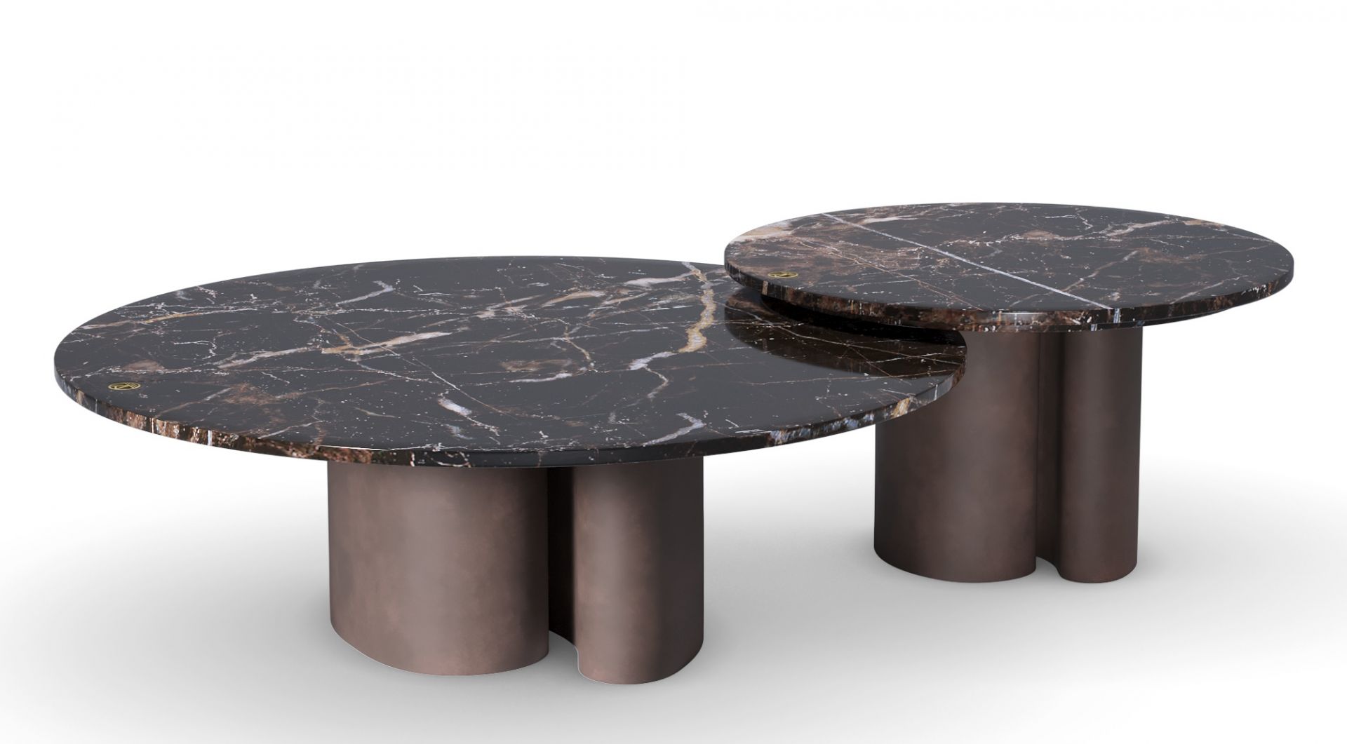 Ombo Petit Set Couch- und Beistelltisch Saint Laurent Marmor und Sciocolatto Nubuk Mansi London