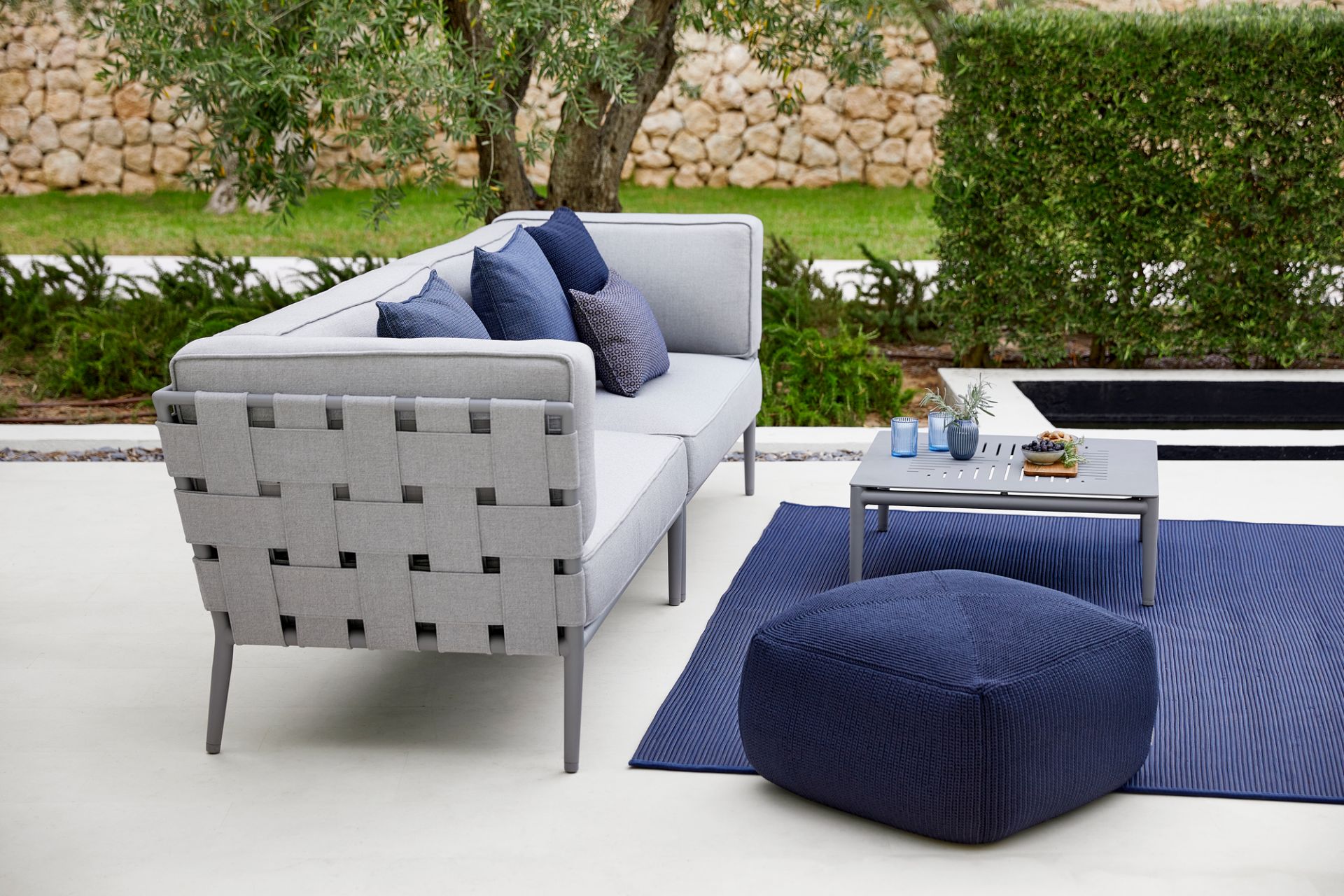 Conic AirTouch Outdoor 2-Sitzer Modulsofa links hellgrau Cane-Line