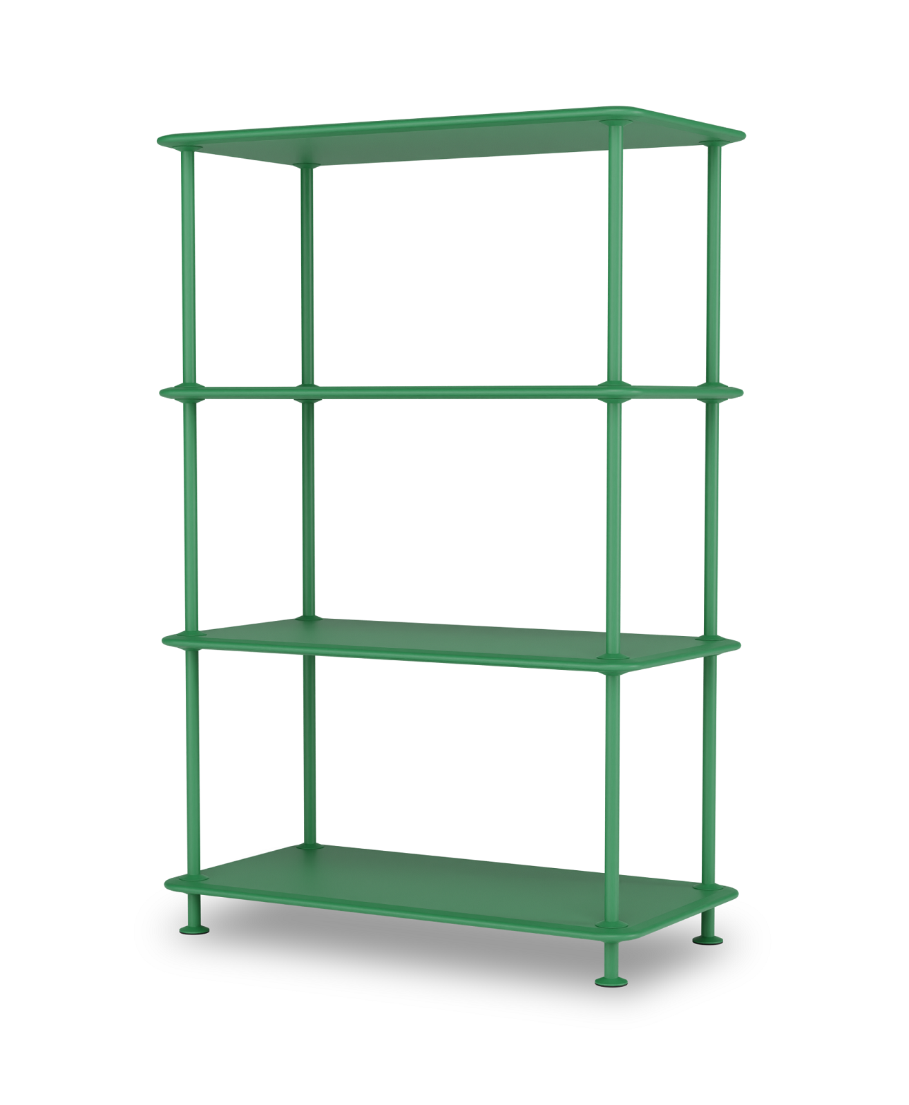 Grünes Montana Free Regal mit drei Fächern, modernes Design für Wohnzimmer und Büro.